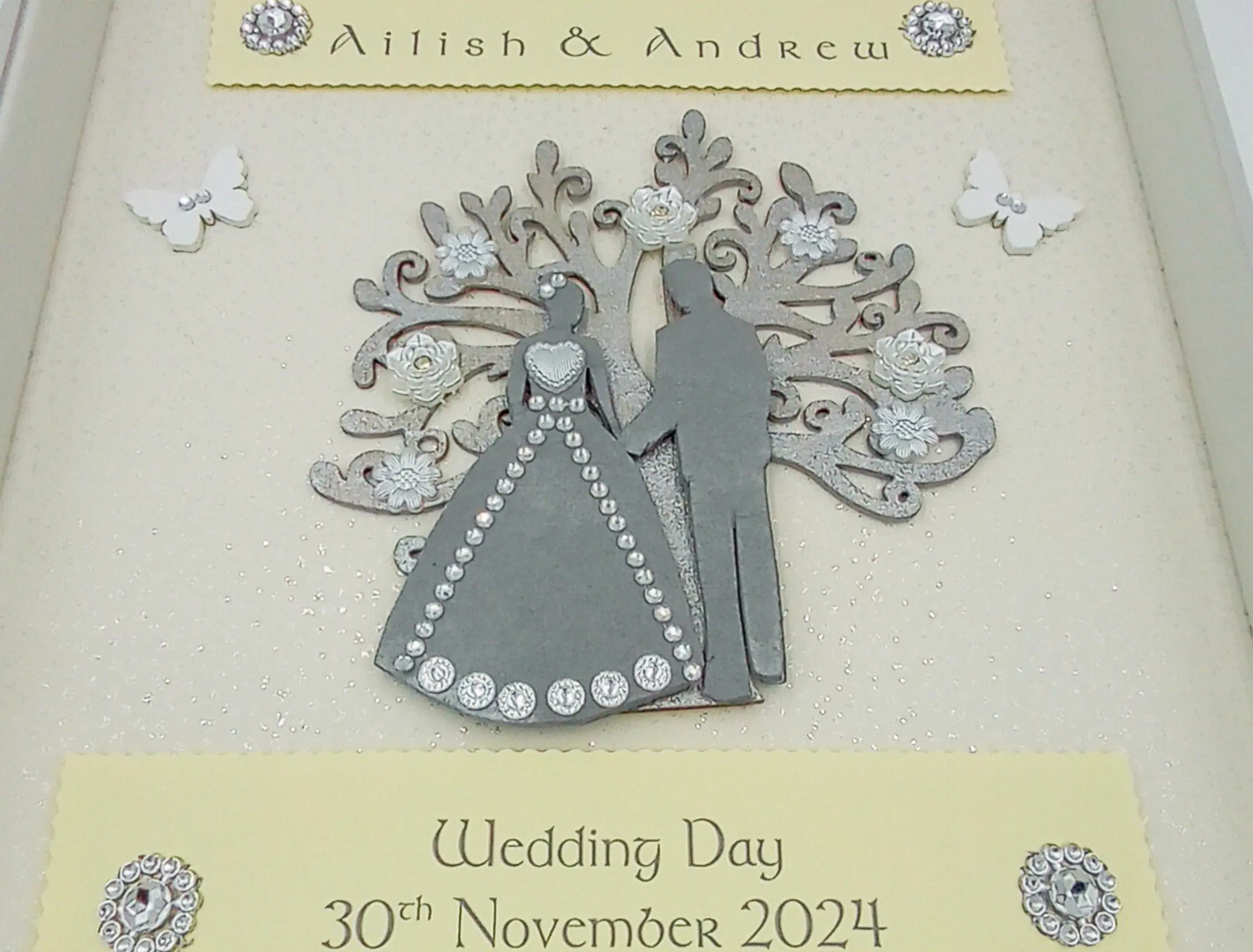 Custom silver wedding frame for couple