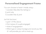 Personalised engagement frame names date lovebirds ring
