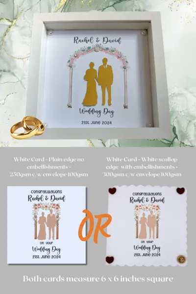 Personalised wedding frame pink roses floral