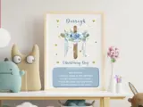 Girl or boy christening print floral cross with hearts