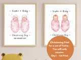 Personalised twins christening print baby swaddle boy or girl