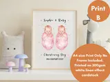 Personalised twins christening print baby swaddle boy or girl