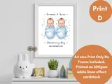 Personalised twins christening print baby swaddle boy or girl