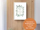 Wedding print personalised with eucalyptus leaves