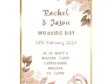 Wedding print personalised with rings and flowers